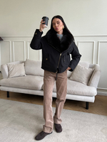 Парка Extra Lux с натуральным мехом черный