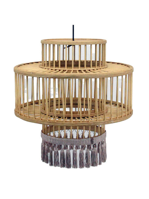 Потолочный светильник DKD Home Decor Коричневый Бежевый 50 W бахрома город 220 V 45 x 45 x 46 cm