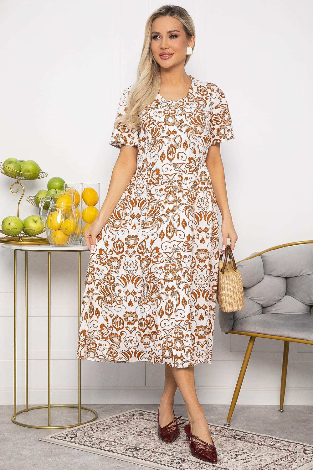 Платье Иоланда (бело-коричневое) П13678-5М LT Collection