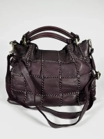 Женская сумка из натуральной винтажной кожи бордового цвета