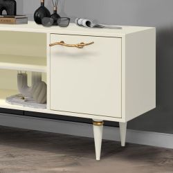 Тумба под ТВ Арт Колор matte 117см Классик Голд Кремовый белый матовый