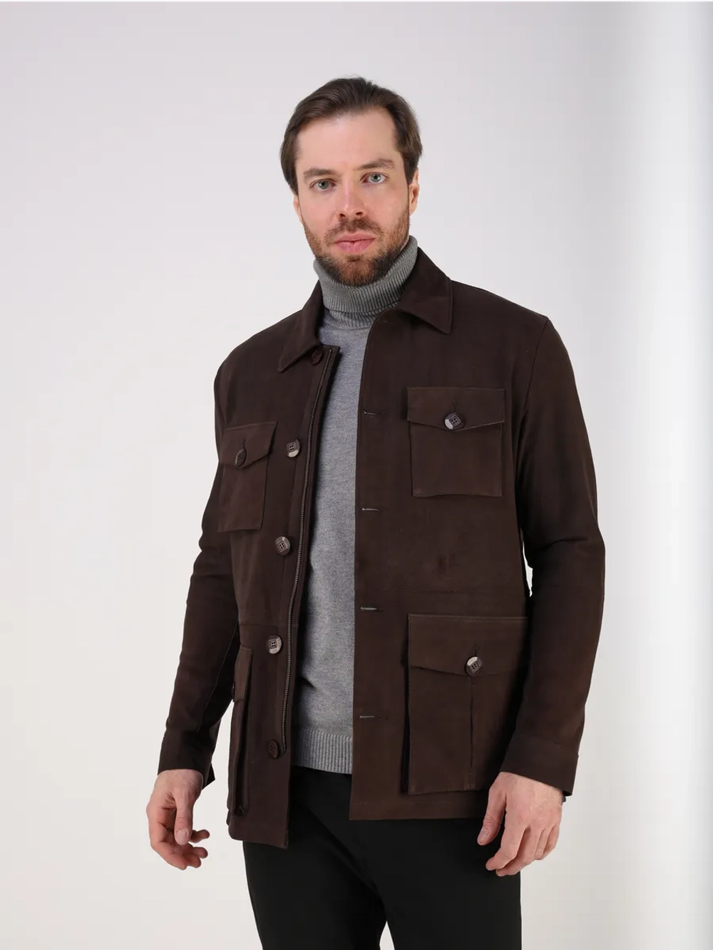 Кожаная куртка демисезонная замшевая сафари пиджак