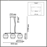 8002/3A MODERNI LN25 159 белый, черный металл/металл, текстиль Подвес Е27 3*60W 220V ANIMAISA