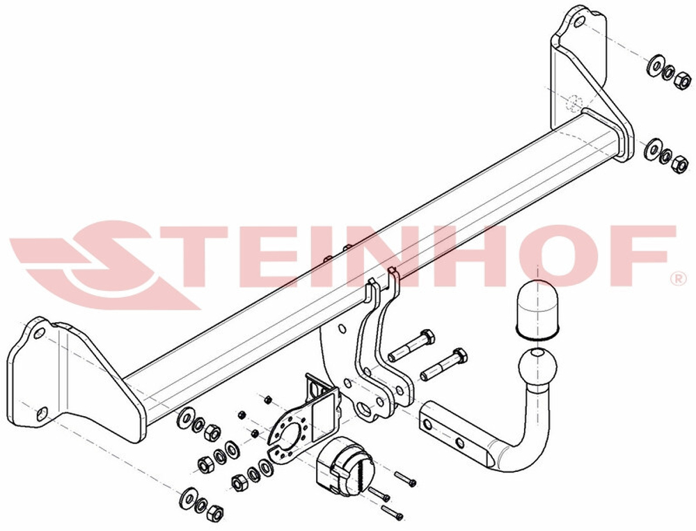 Фаркоп Steinhof B-080 для BMW X1 F48 2015-, BMW 2-Series Active Tourer F45 2014-, BMW 2-Series Gran Tourer F46 2015-(паспорт и сертификат в комплекте)(без электрики)