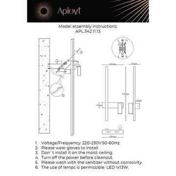 Светильник настенный (Бра) LED 13W 3000K APL.342.11.13 латунь Reymand Aployt