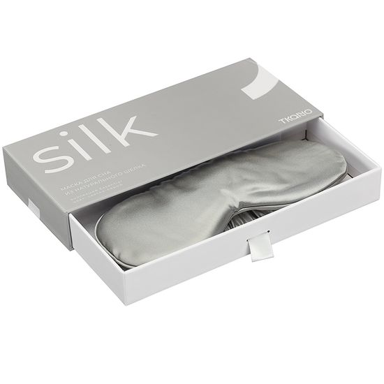 Маска для сна из натурального шелка светло-серого цвета из коллекции essential