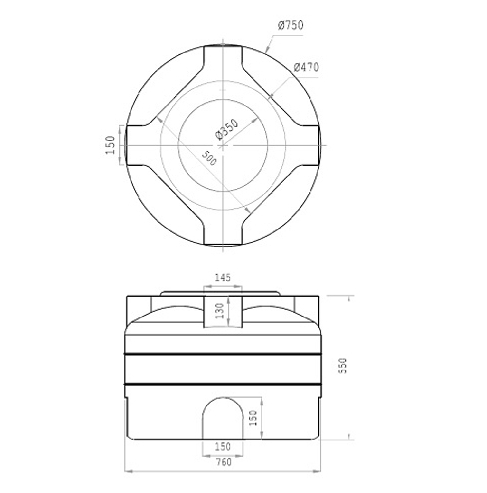 Емкость дозировочная Политим 200 л. вертикальный (750x750x550см;синий) - арт.560695