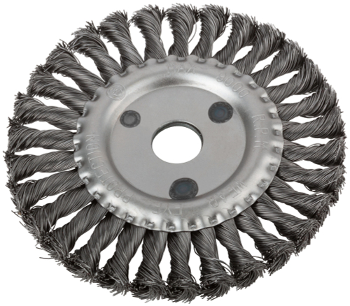 Корщетка-колесо, посадочный диаметр 22,2 мм, стальная витая проволока 150 мм 39105