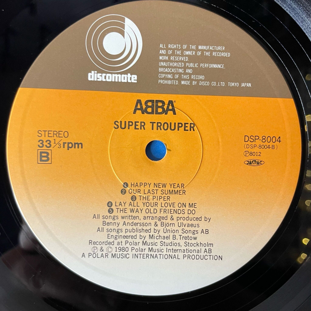 Винтажная виниловая пластинка LP ABBA Super Trouper (Japan 1980) (No Obi) The Winner Takes It All