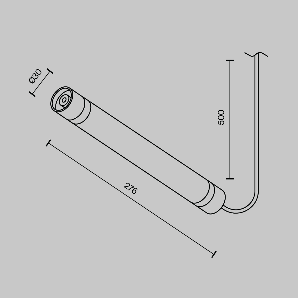 Соединитель для трековой системы с блоком питания 100Вт 276мм Maytoni SHELF CA011-L300-100W-B
