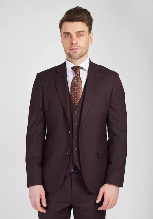 Мужской классический костюм тройка (бордовый) А15