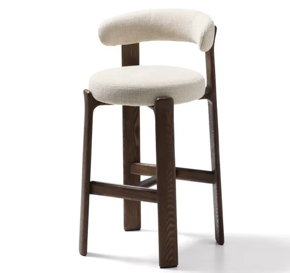 Барный стул Granite 75 см, бежевый шенилл, массив ясеня цвете орех