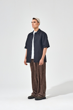 Рубашка унисекс с отложным воротником черная, короткий рукав