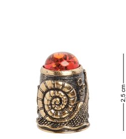 AM-1441 Наперсток «Улитка» (латунь, янтарь)