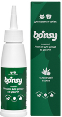 Лосьон Bonsy очищающий для ухода ушей собак и кошек, 100 г