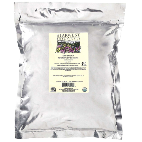 Starwest Botanicals, Органические листья перечной мяты C / S, 453,6 г (1 фунт)