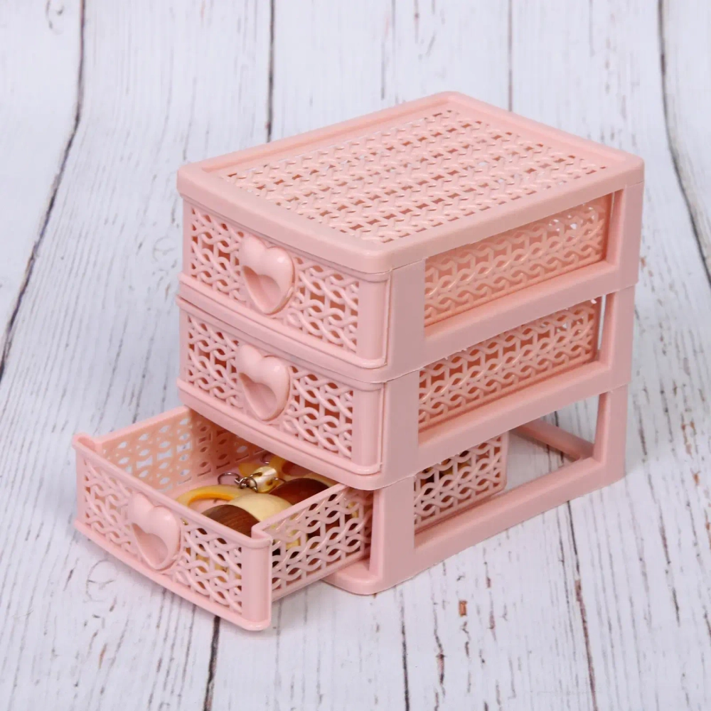 Комод малый «ПАЛЕРМО», цвет пудровая роза, 3 отделения, 13*9*11,5см