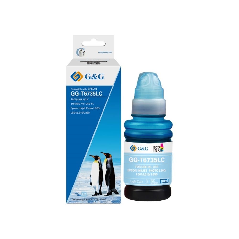 Чернила G&amp;G, аналог Epson 673 (C13T67354A) для L1800/L800/L805/L810/L850 светло-голубые