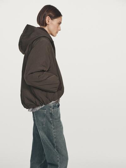 Massimo Dutti Водонепроницаемая куртка-бомбер с капюшоном, серый