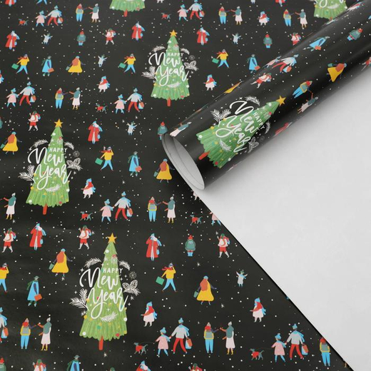 Бумага упаковочная глянцевая  «Зимняя прогулка», 70 х 100 см