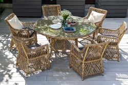 "Эспрессо" плетеный круглый стол, диаметр 150 см, цвет соломенный