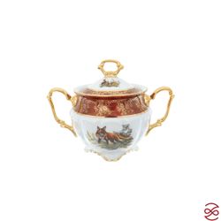 Кофейный сервиз Repast Охота красная Мария-тереза 15 предметов на 6 персон