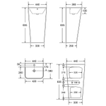 Раковина напольная AZARIO FRETTA SQUARE 440х380х835 отдельностоящая, прямоугольная, белый глянцевый (AZ-302)