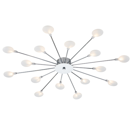 Потолочный светильник 16x3Вт G4,  металл/акрил, хром. К люстре подходят лампочки с цоколем G4 и максимальной мощностью 3Вт.Диаметр 10мм, высота до 65мм