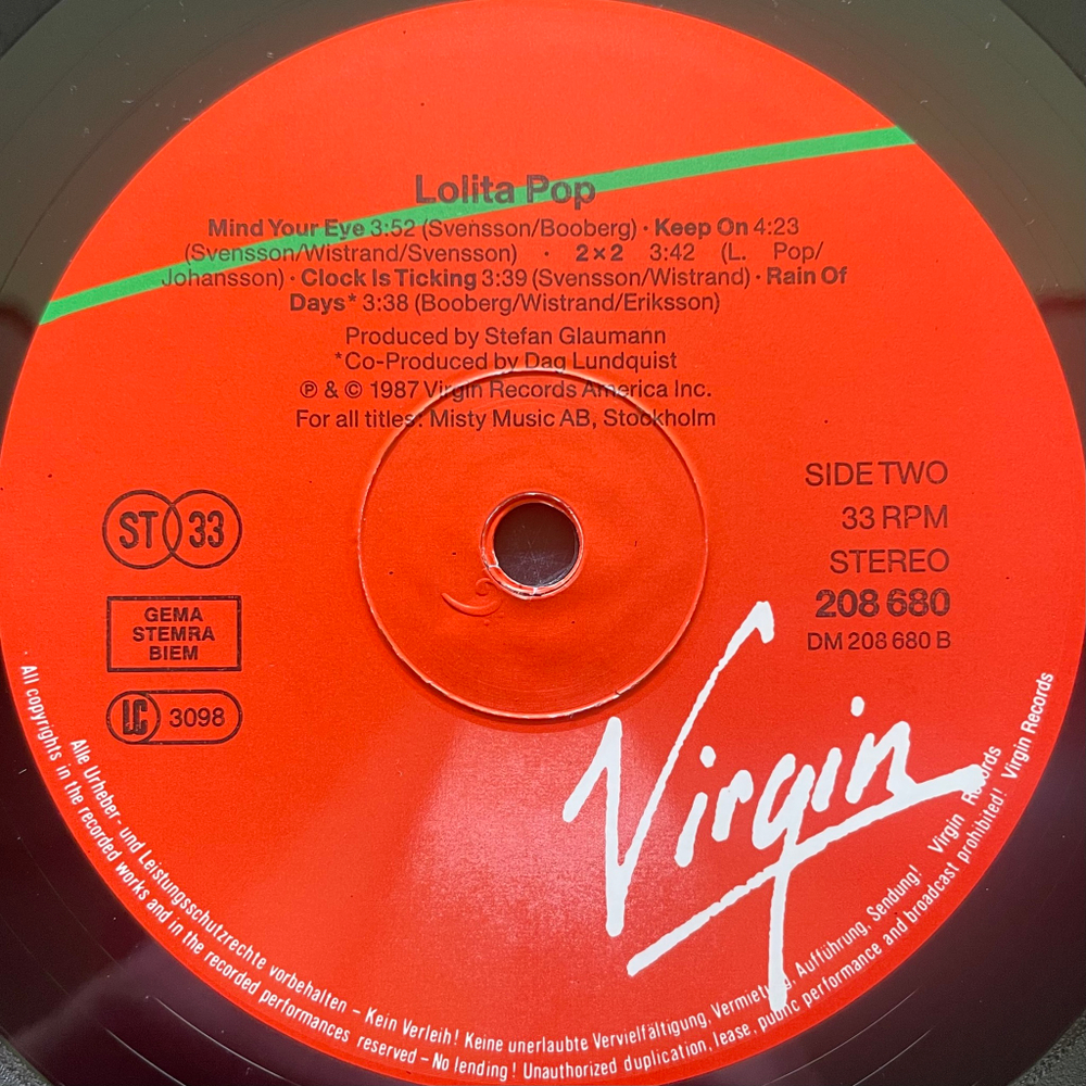 Lolita Pop ‎– Lolita Pop (Европа 1987г.)