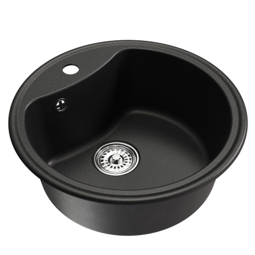 Мойкa ML-GM09 КОМФОРТ круглая, ультра-черная  (344), 510 мм (глуб. чаши 190)