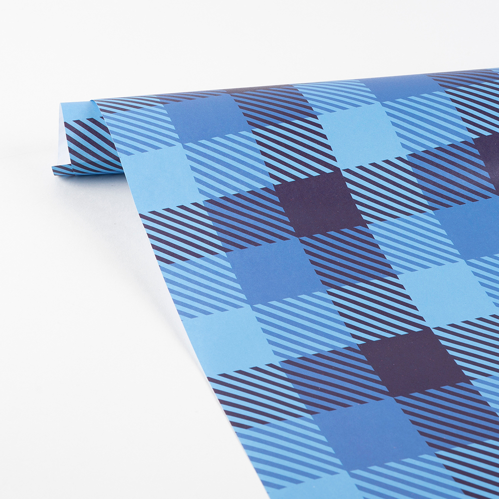 Упаковочная бумага 80гр (0,7*1 м) Шотландская клетка, Синий