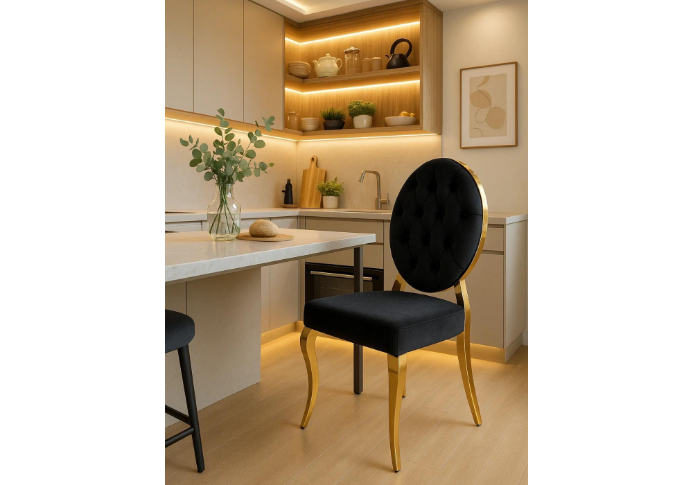 Стул на металлокаркасе Woodville Odda черный, золотой