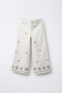 ZARA ДЖИНСЫ MARINE С ВЫШИВКОЙ, БЕЖЕВЫЙ