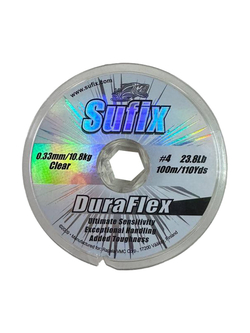 Леска монофильная SUFIX Duraflex прозрачная 100 м, 0,33 мм, 10,8 кг