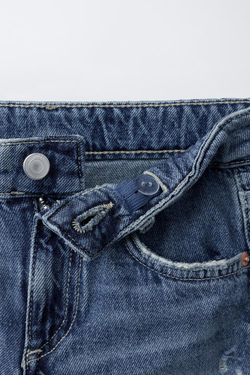 ZARA ДЛИННЫЕ ДЖИНСОВЫЕ ШОРТЫ С РАЗРЕЗАМИ, СИНИЙ