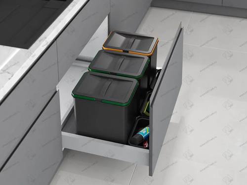 S-2552-A Система сортировки в базу 800 мм, Starax Order, 3 ведра, антрацит