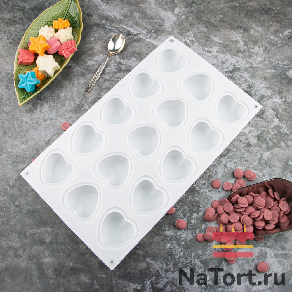 Форма для муссовых десертов «Сердечки 15 в 1»