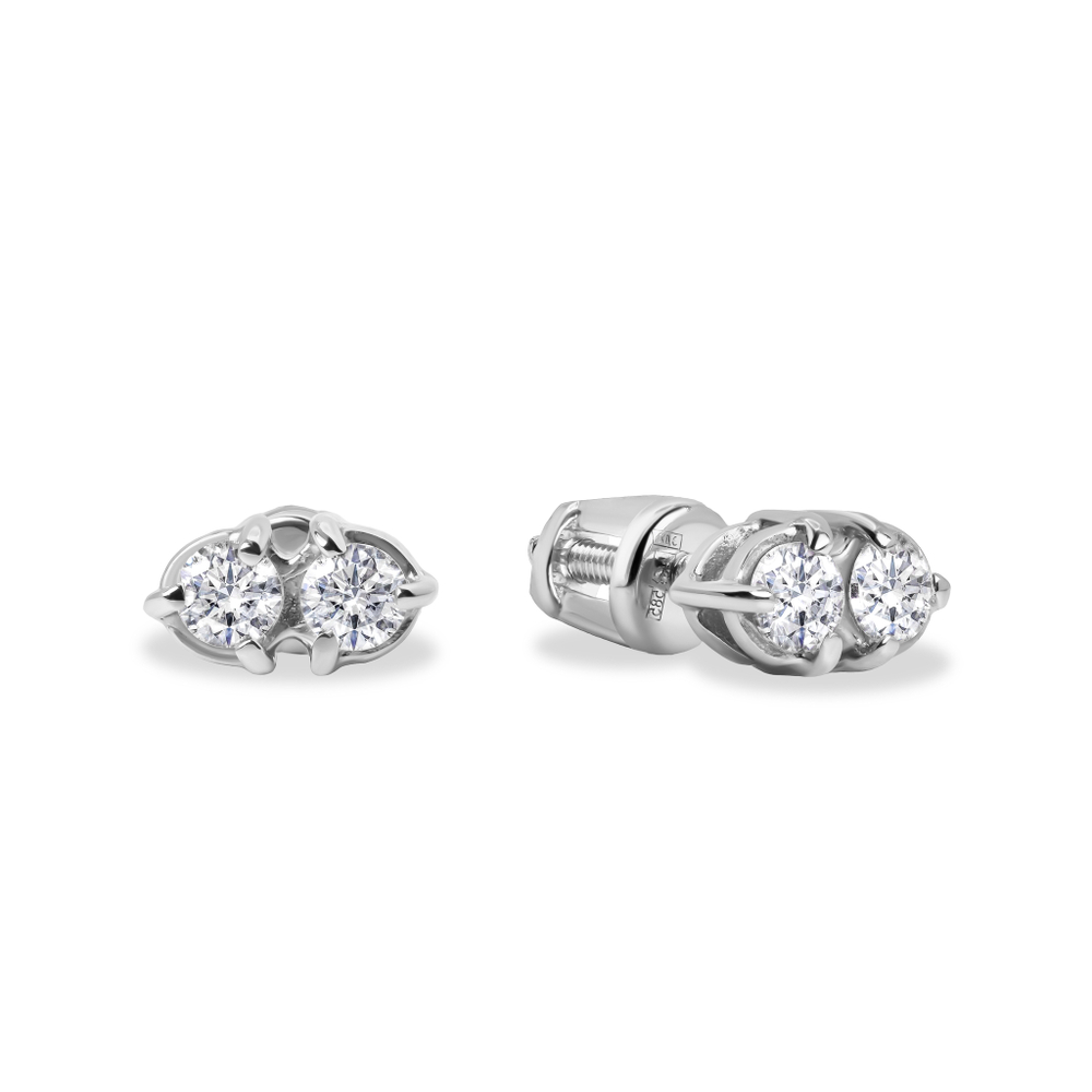 Серьги из белого золота 585 пробы с фианитом