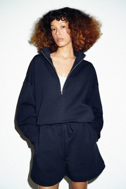 ZARA ШОРТЫ-БЕРМУДЫ НА ШНУРКАХ, МОРСКОЙ СИНИЙ