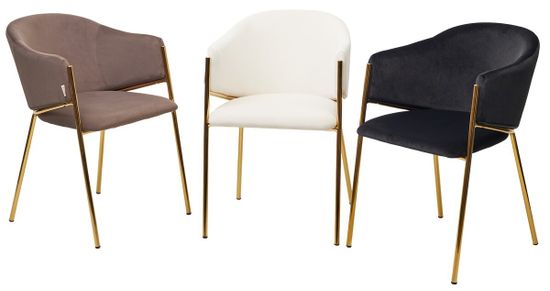 Стул DILL MOMO-01 молочный, велюр "беспальчиковый"/ золотой каркас