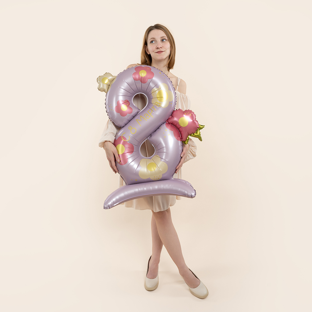 Шар-цифра на подставке 8 Марта (40''/102 см)