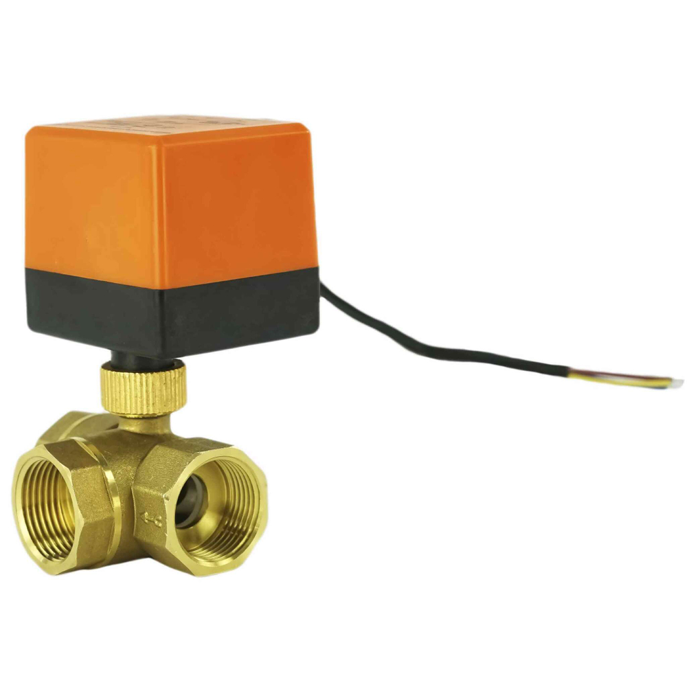 Brass ball 3-way valve Threaded NPT/BSP L-type standard port Elephant RP.BRASS.120.MM L-type with Elephant 110VAC without limit switches