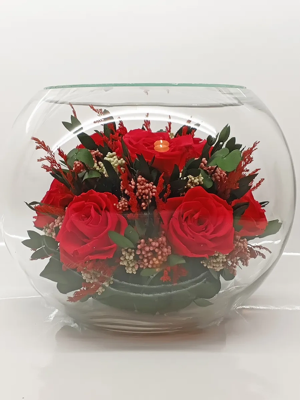 натуральные розы в стекле, вакуум*