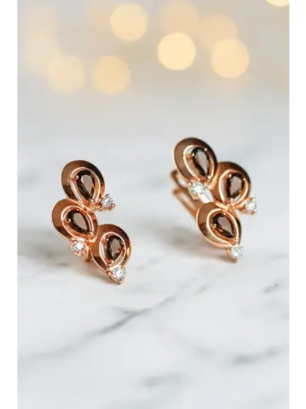 Серьги серебряные с раухтопазом