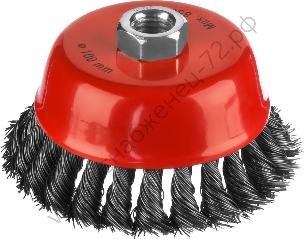 MIRAX 100 мм, жгутированная стальная проволока, 0.5 мм, Щетка-крацовка чашечная (35104-100)