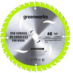Диск пильный  по дереву для циркулярной пилы Greenworks, Арт. 2943307, 184x20 мм, 40T