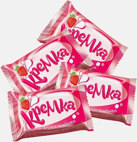 Карамель со вкусом клубники и сливок Кремка