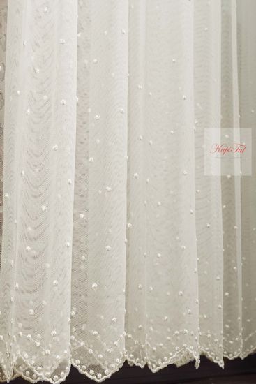 Тюль Горошки французская сетка (молочный)