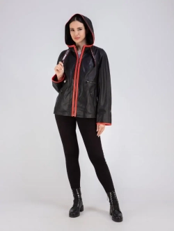 Куртка женская кожаная натуральная с капюшоном Турция