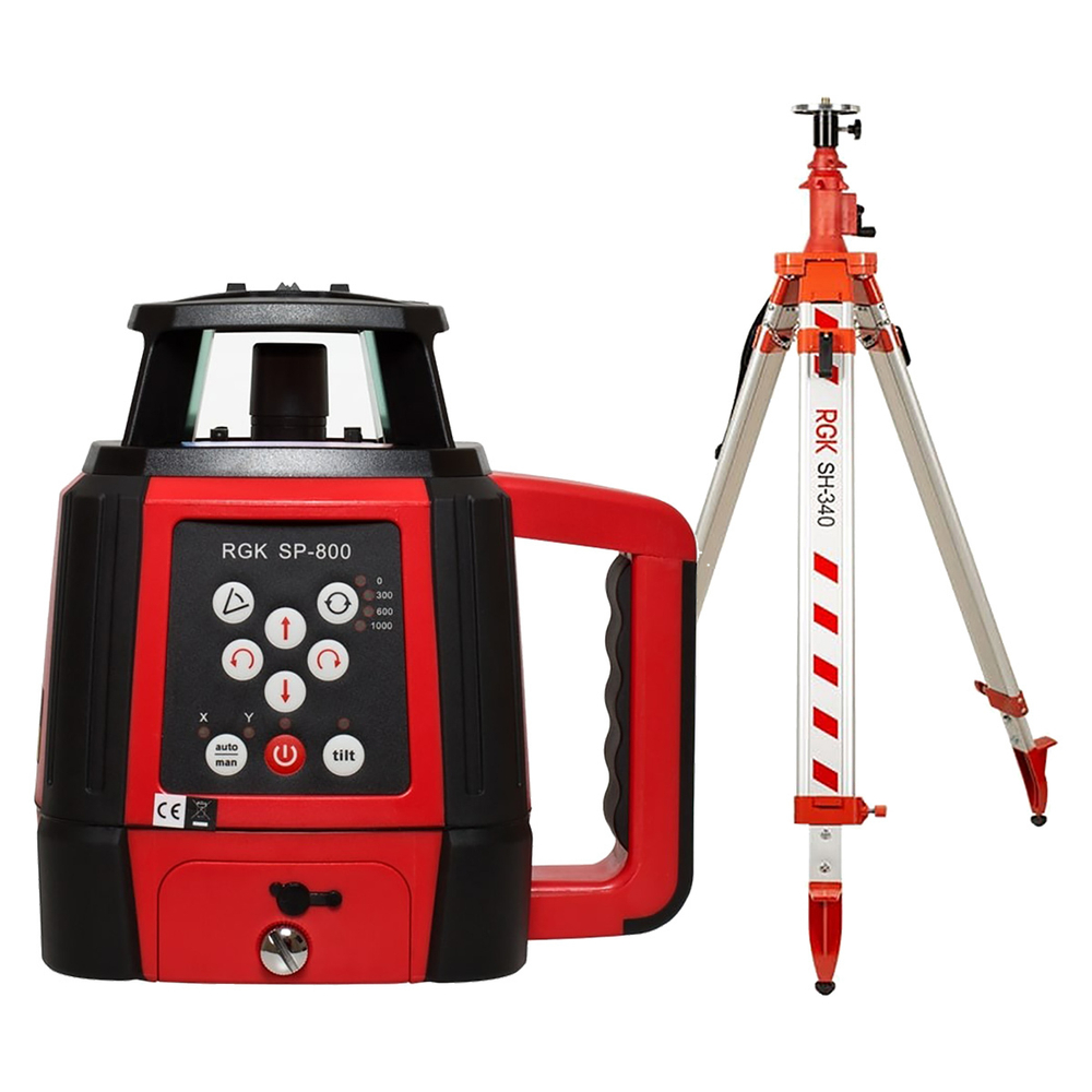 Комплект: ротационный нивелир RGK SP-800 с калибровкой + элевационный штатив RGK SH-340